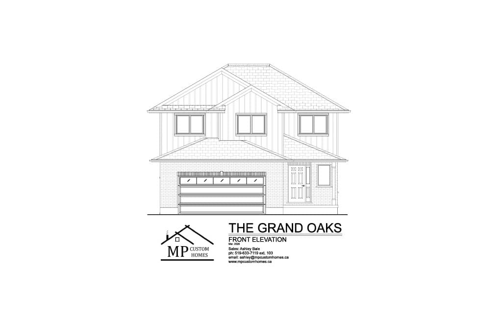 The Grand Oaks — Front Elevation plan