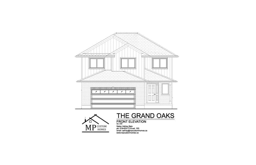 The Grand Oaks — Front Elevation plan