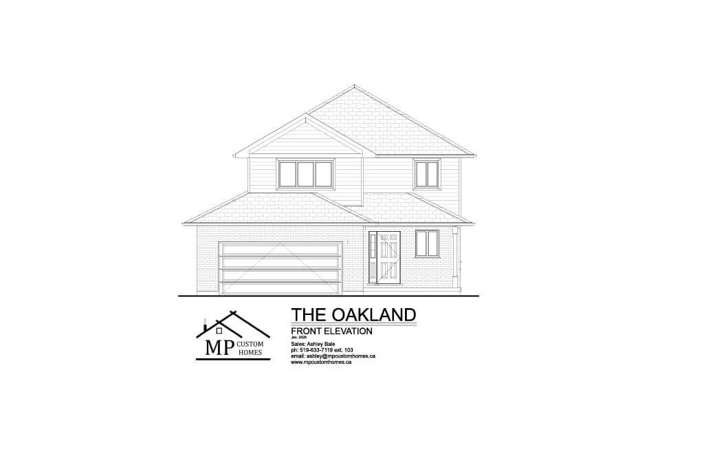 The Oakland — Front Elevation plan