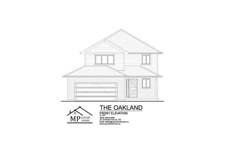 The Oakland — Front Elevation plan