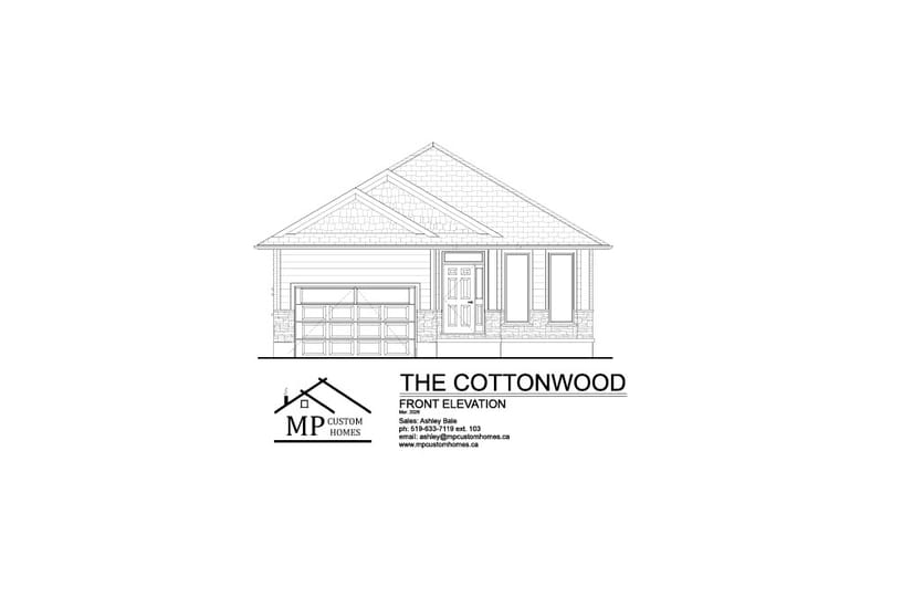 The Cottonwood — Front Elevation plan