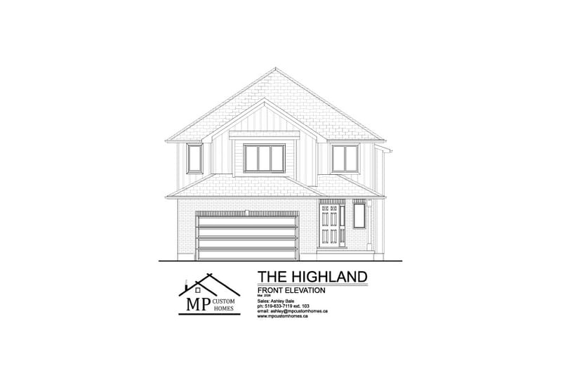 The Highland — Front Elevation plan